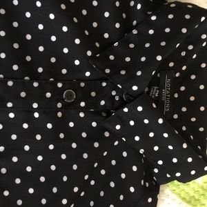 Polka dotted loose fitting button-up blouse
